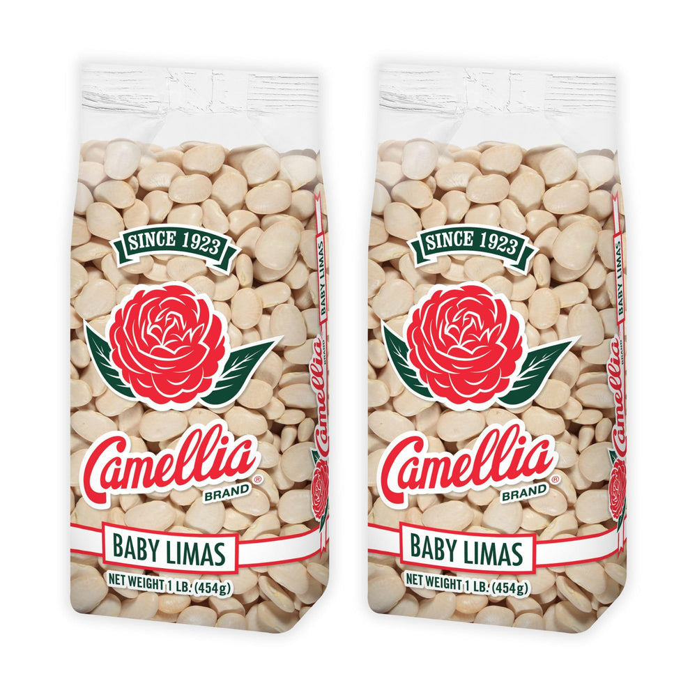 Camellia Brand dried baby Lima beans in pack for versatile Southern recipes.