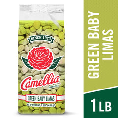 Camellia Brand dried green baby lima beans simmering pot - perfect for hearty soups and stews.