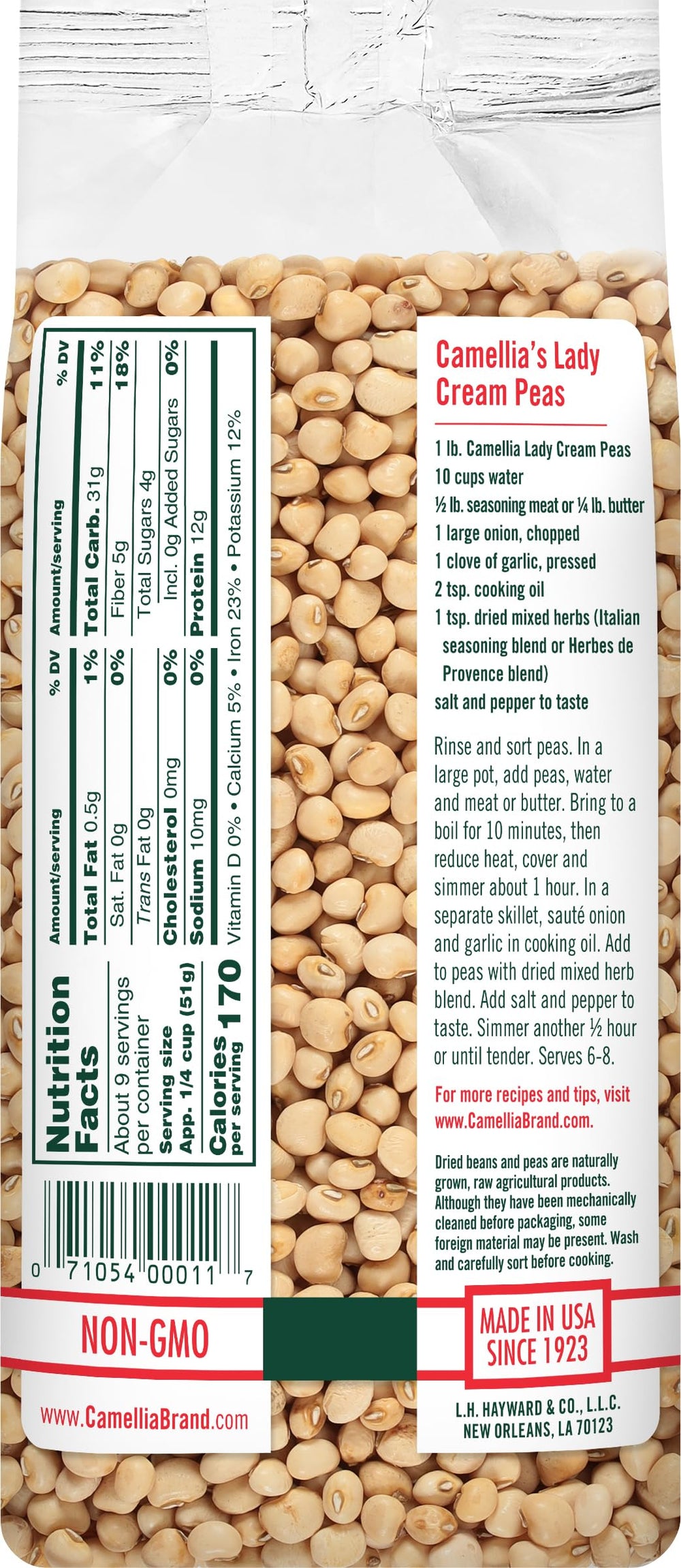 Camellia Brand Lady Cream Peas in a pot, ideal for hearty stews
