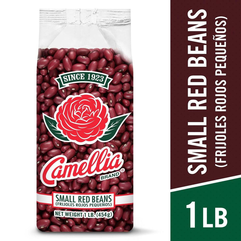 Camellia Brand dried small red beans simmering in a pot for soups and stews.