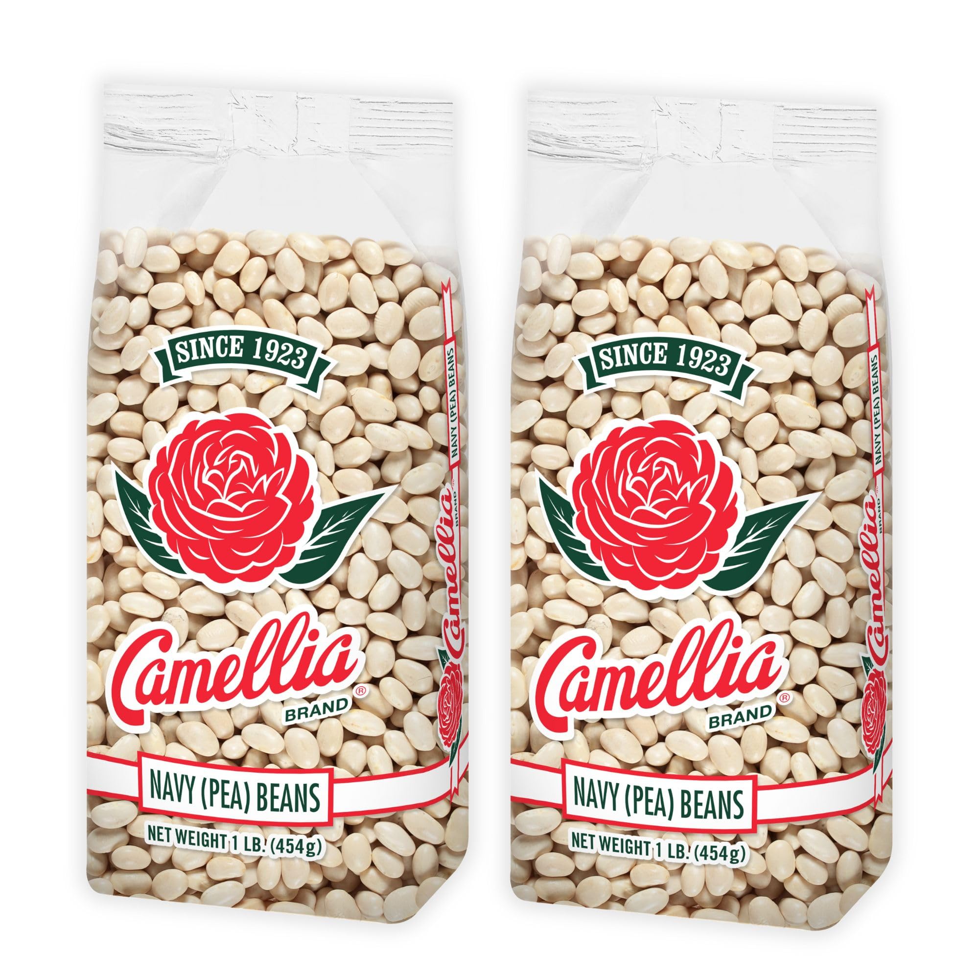 Camellia Brand Navy Beans pack front highlights quality and pack size.