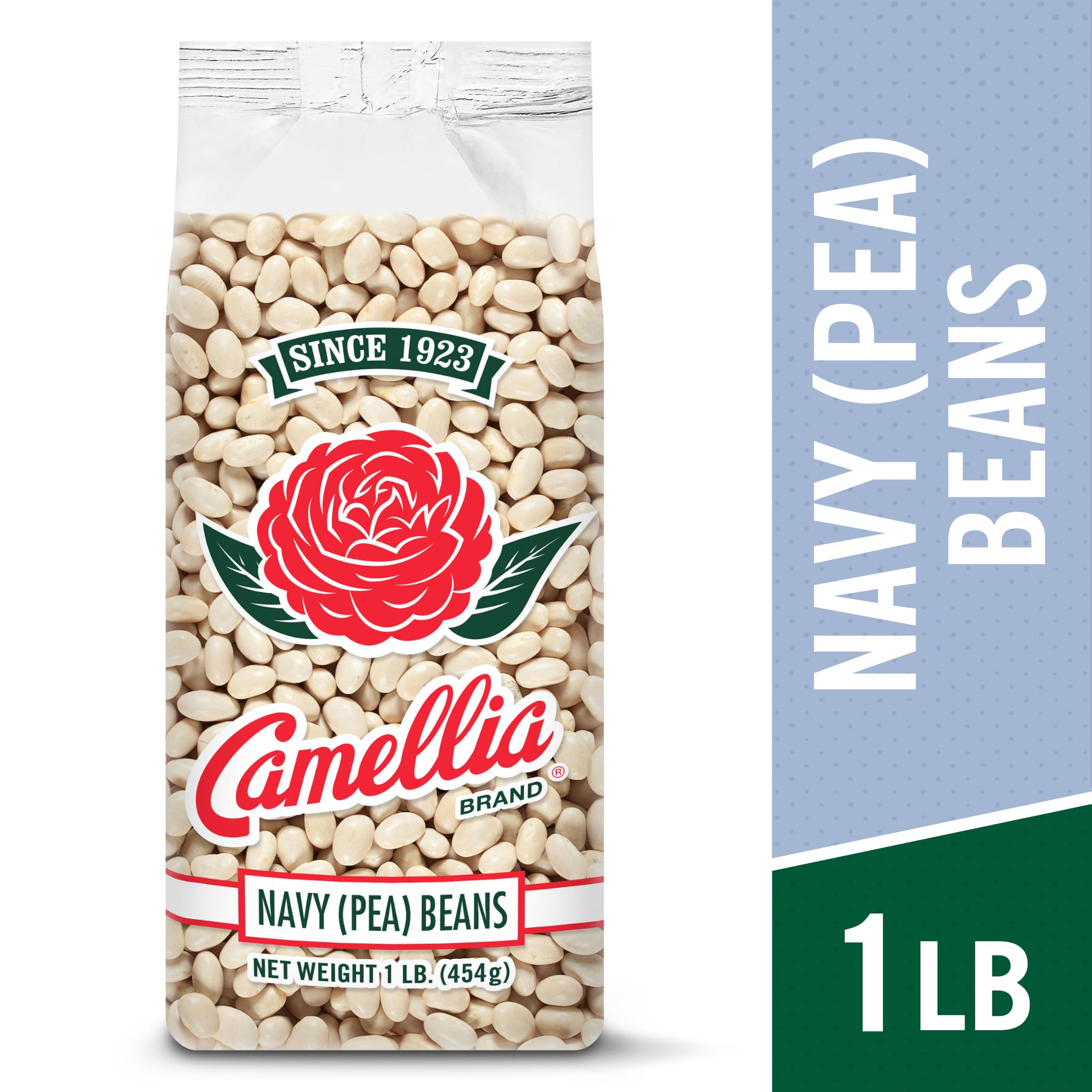 Camellia Brand navy beans soaking, planning a slow-cooked savory dish.