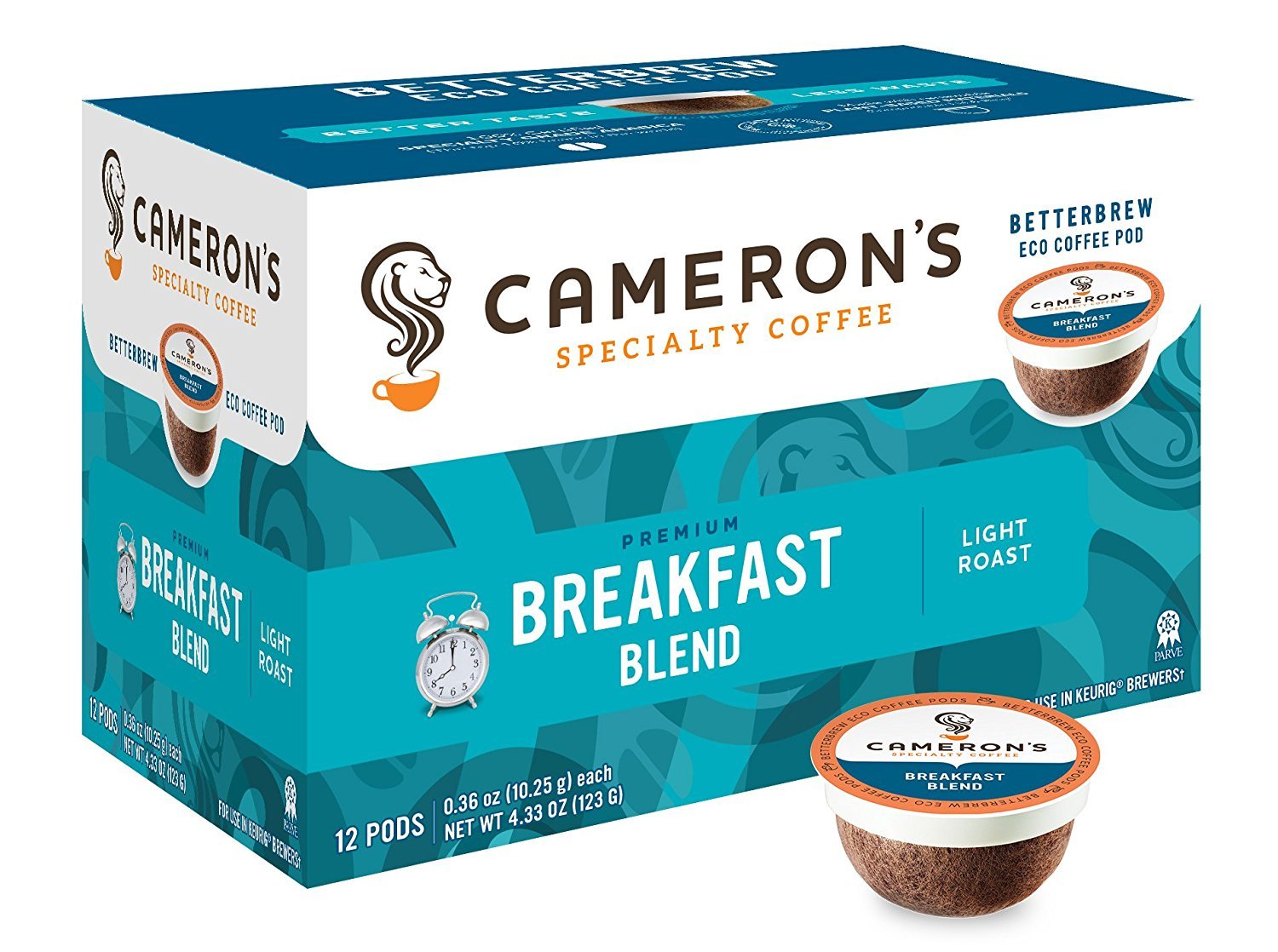 Cameron's Coffee Breakfast Blend pod ready for home brewing, offering a quick, flavorful morning cup.