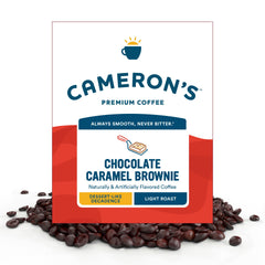 Cameron's Chocolate Caramel Brownie whole bean bag ready for a 4 lb roast, inviting aroma