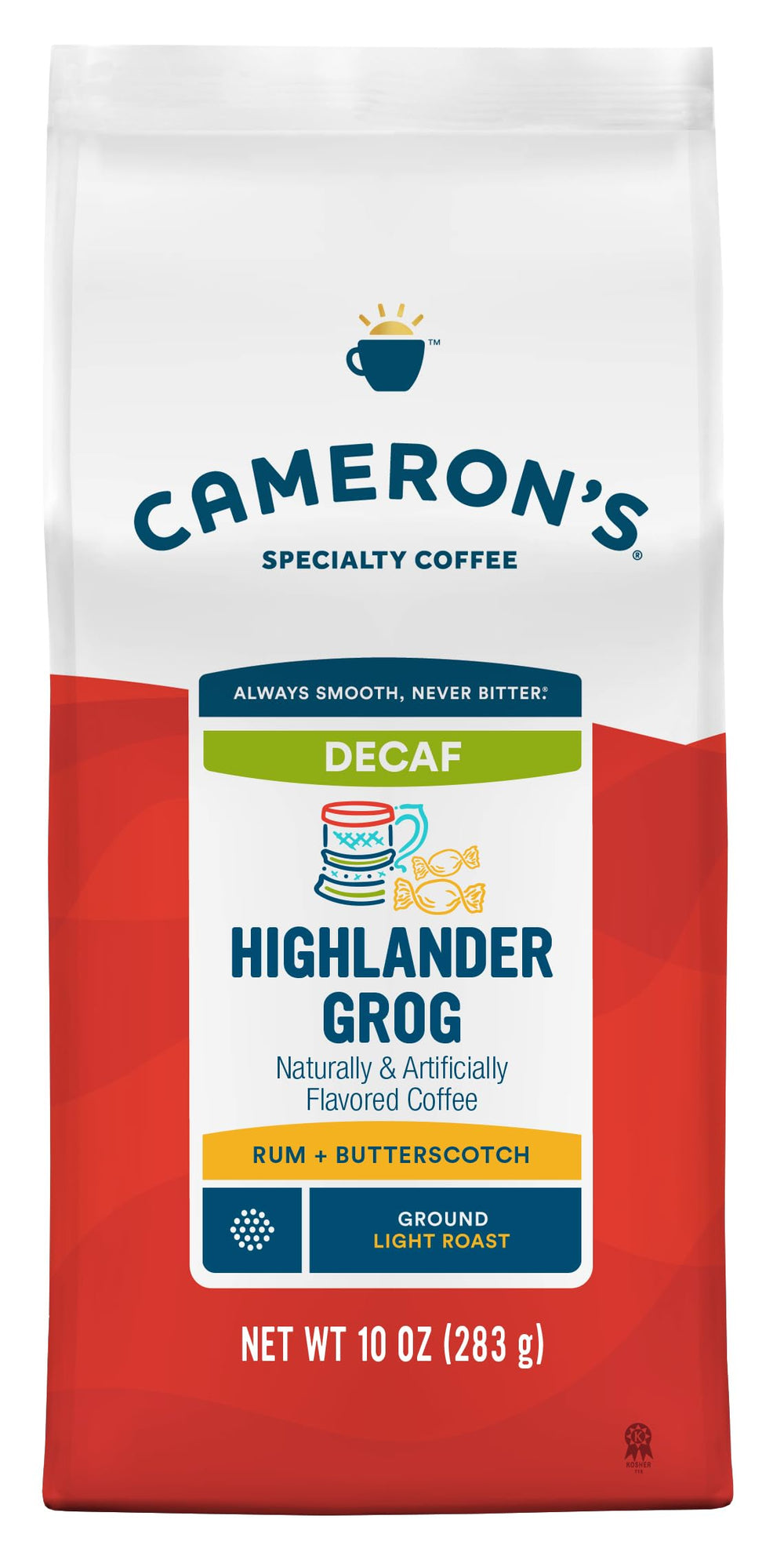 Camerons Coffee decaf Highlander Grog being poured into a mug