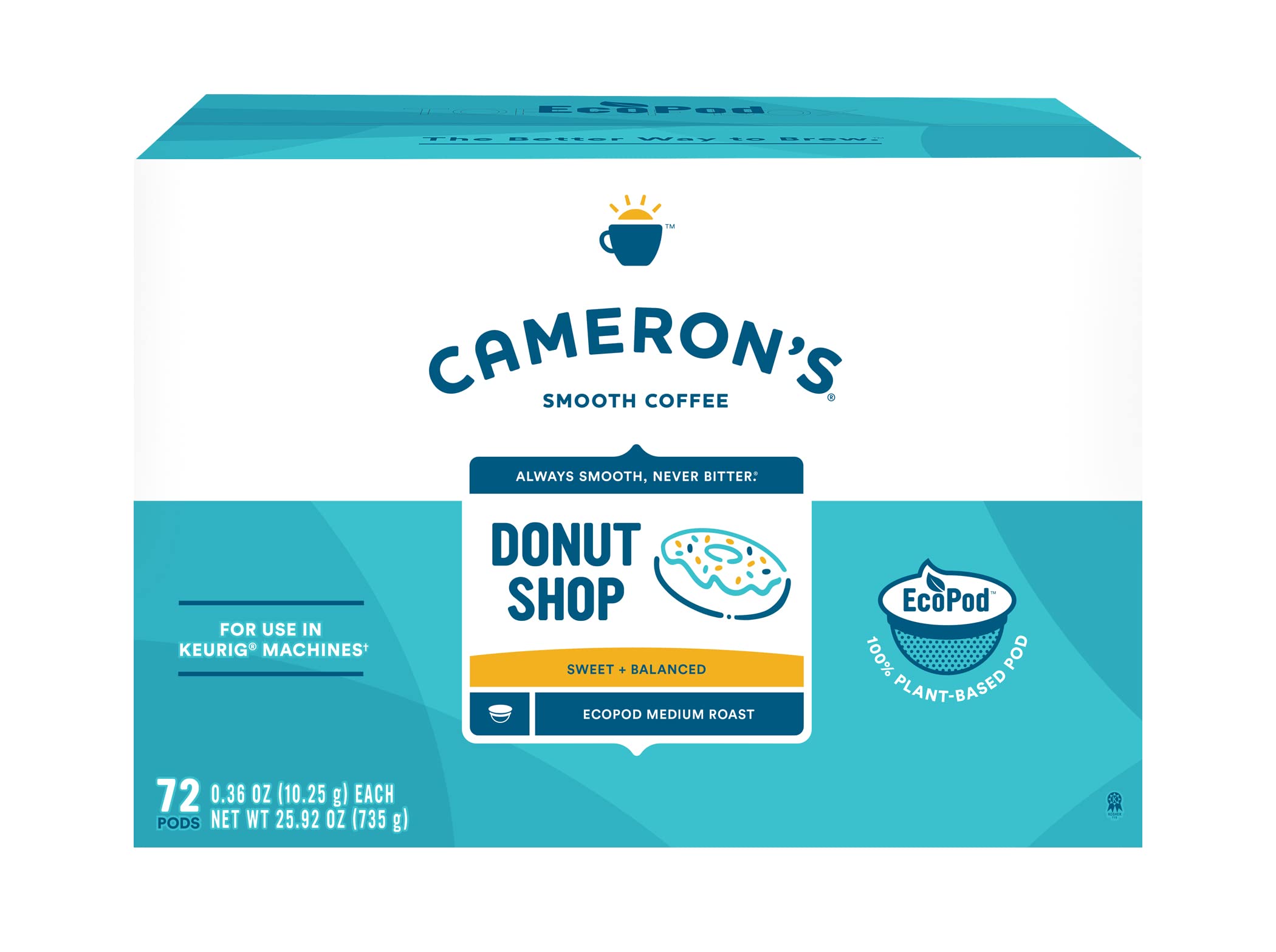 Cameron's Coffee Donut Shop pods box ready for a quick morning brew.