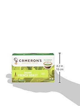 Cameron's French Roast pods brewing in a cup for a bold, smooth morning experience.
