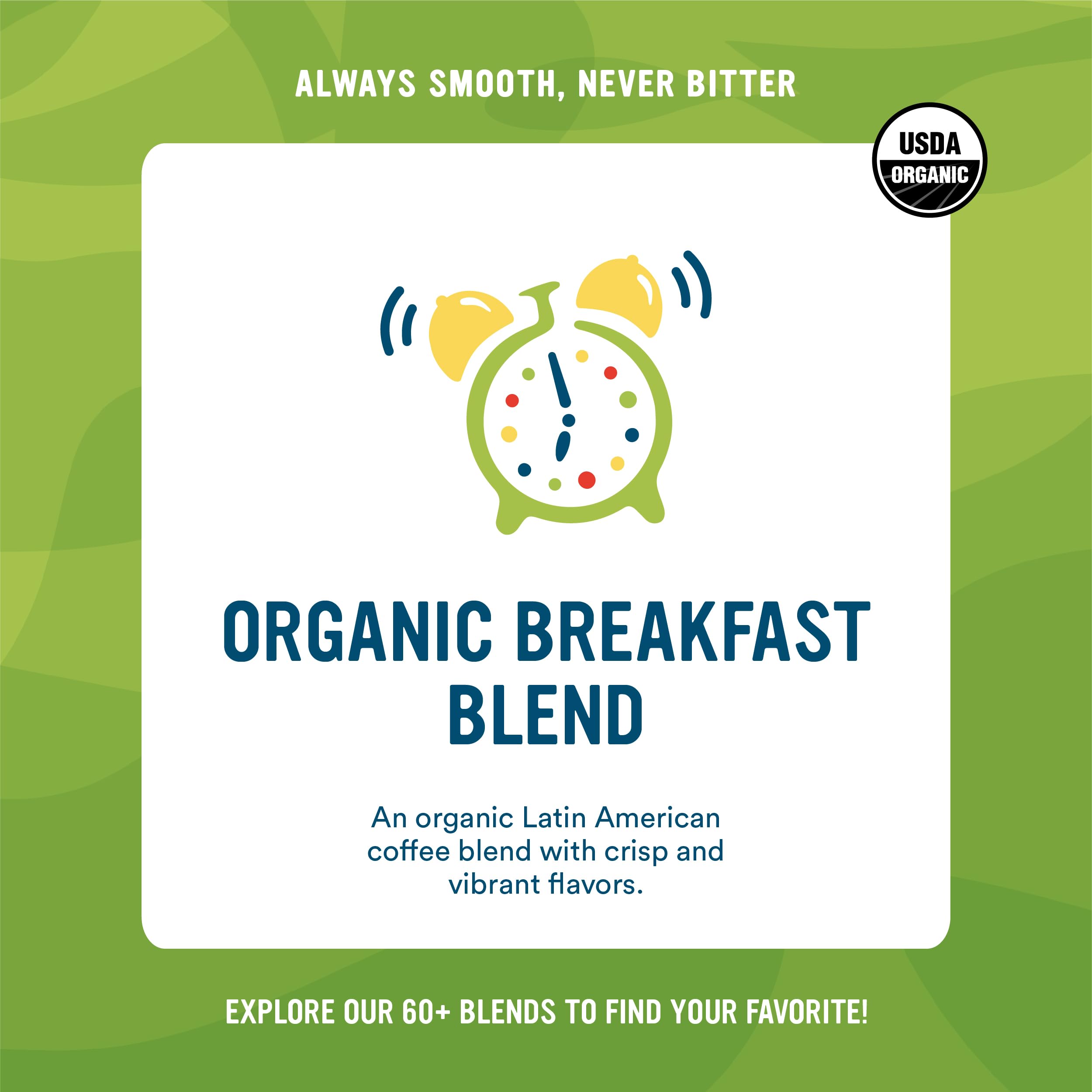 Cameron's Coffee Organic Breakfast Blend pods box side reveal showing value