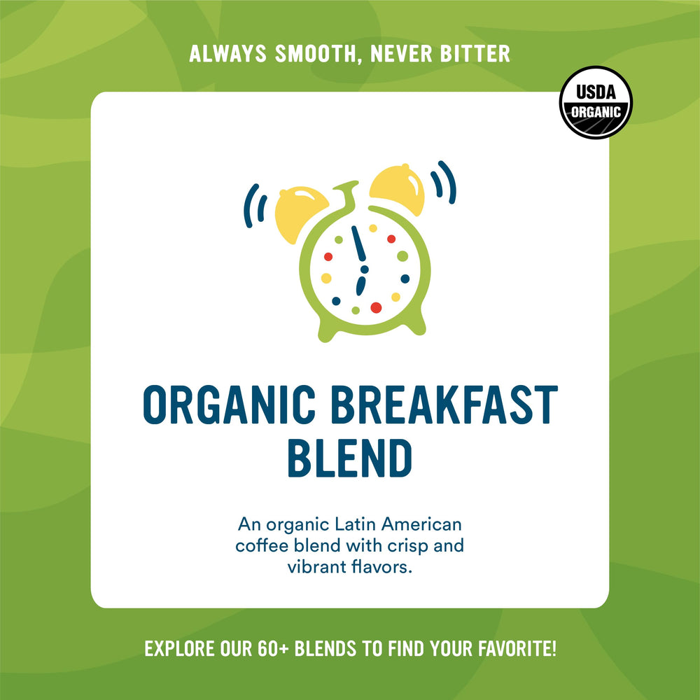 Cameron's Coffee Organic Breakfast Blend pods box side reveal showing value
