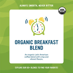 Cameron's Coffee Organic Breakfast Blend pods box side reveal showing value