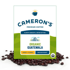 Cameron's Coffee Organic Guatemala whole bean bag front view for home brewing.