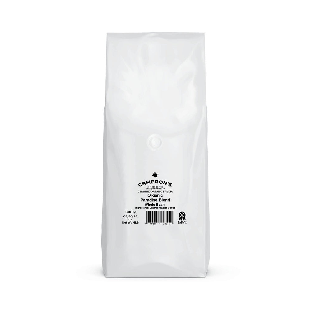 Cameron's Organic Paradise Blend pour setup highlights bold, spicy notes