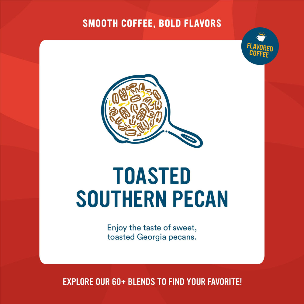 Close-up of Cameron's Toasted Southern Pecan flavor aroma ready to brew.