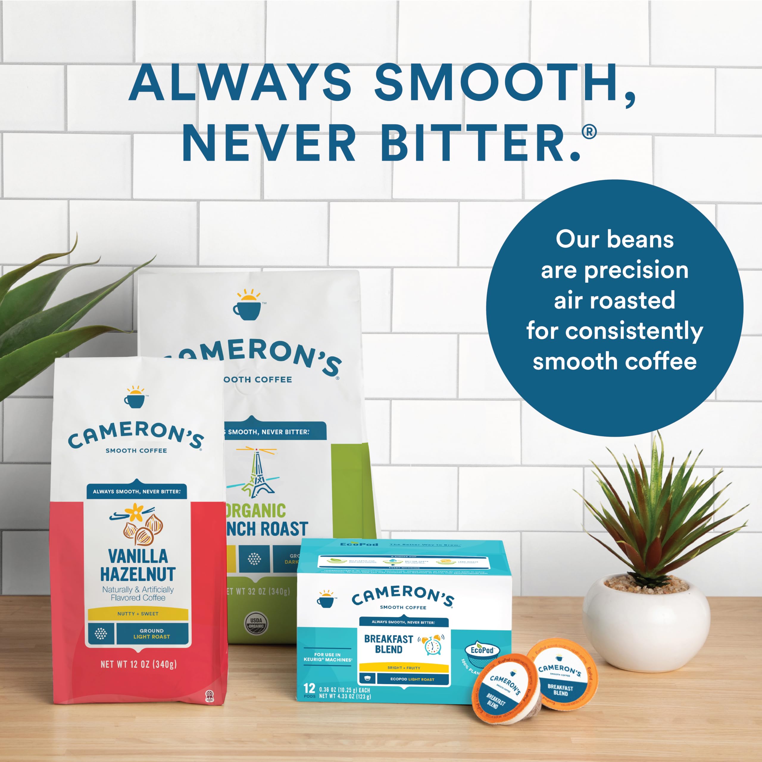 Cameron's Coffee roasted aroma fills the kitchen with inviting depth.