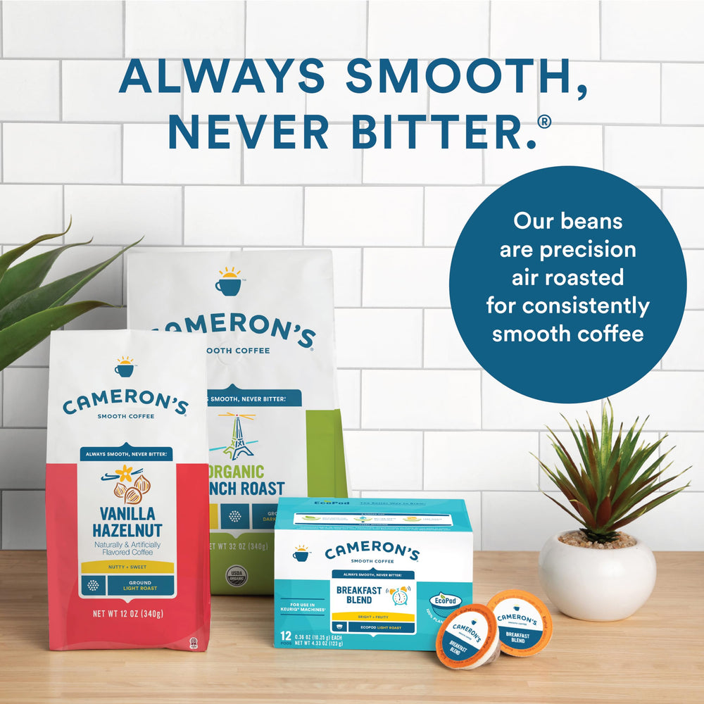 Cameron's Coffee roasted aroma fills the kitchen with inviting depth.