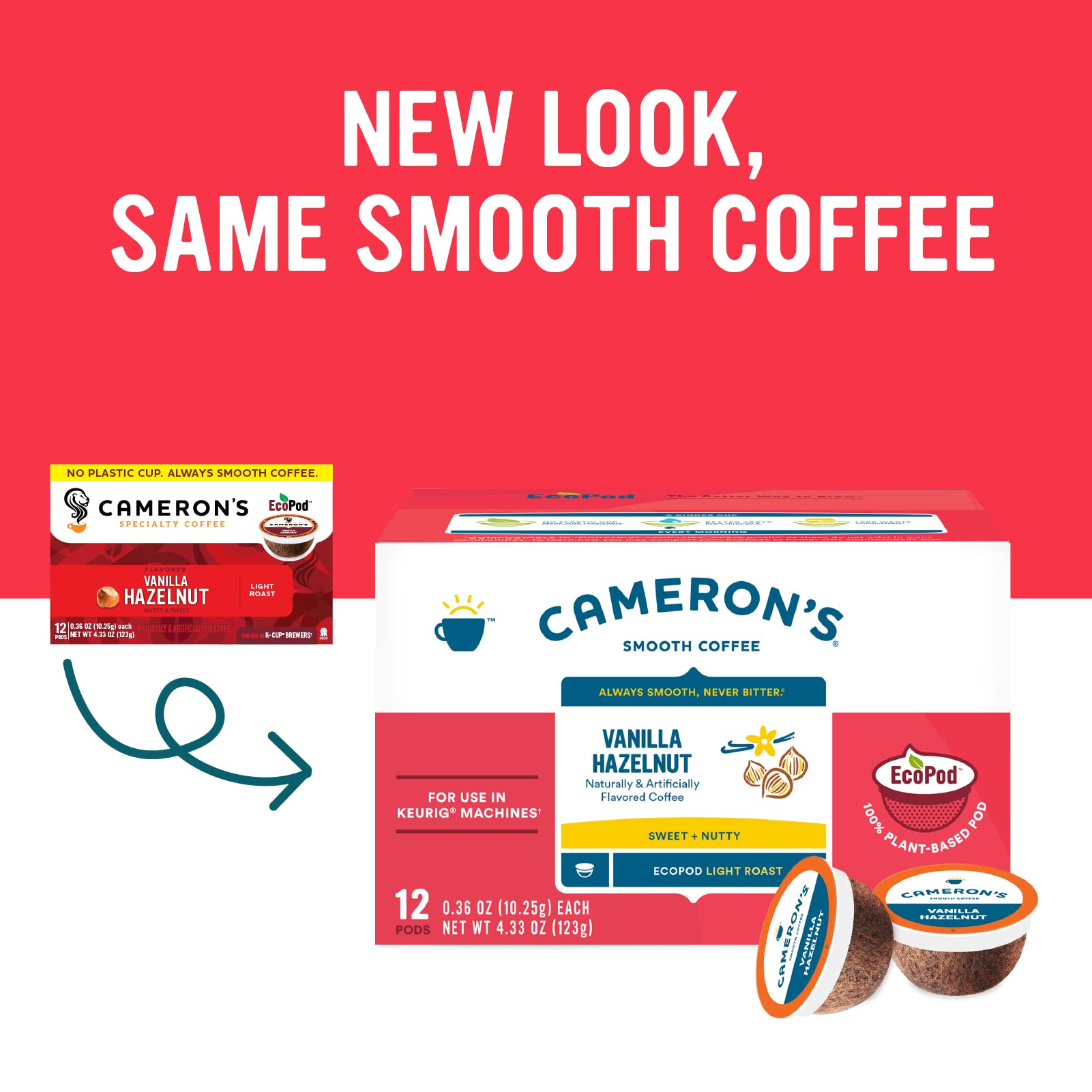 Camerons Vanilla Hazelnut Arabica beans highlight premium flavor