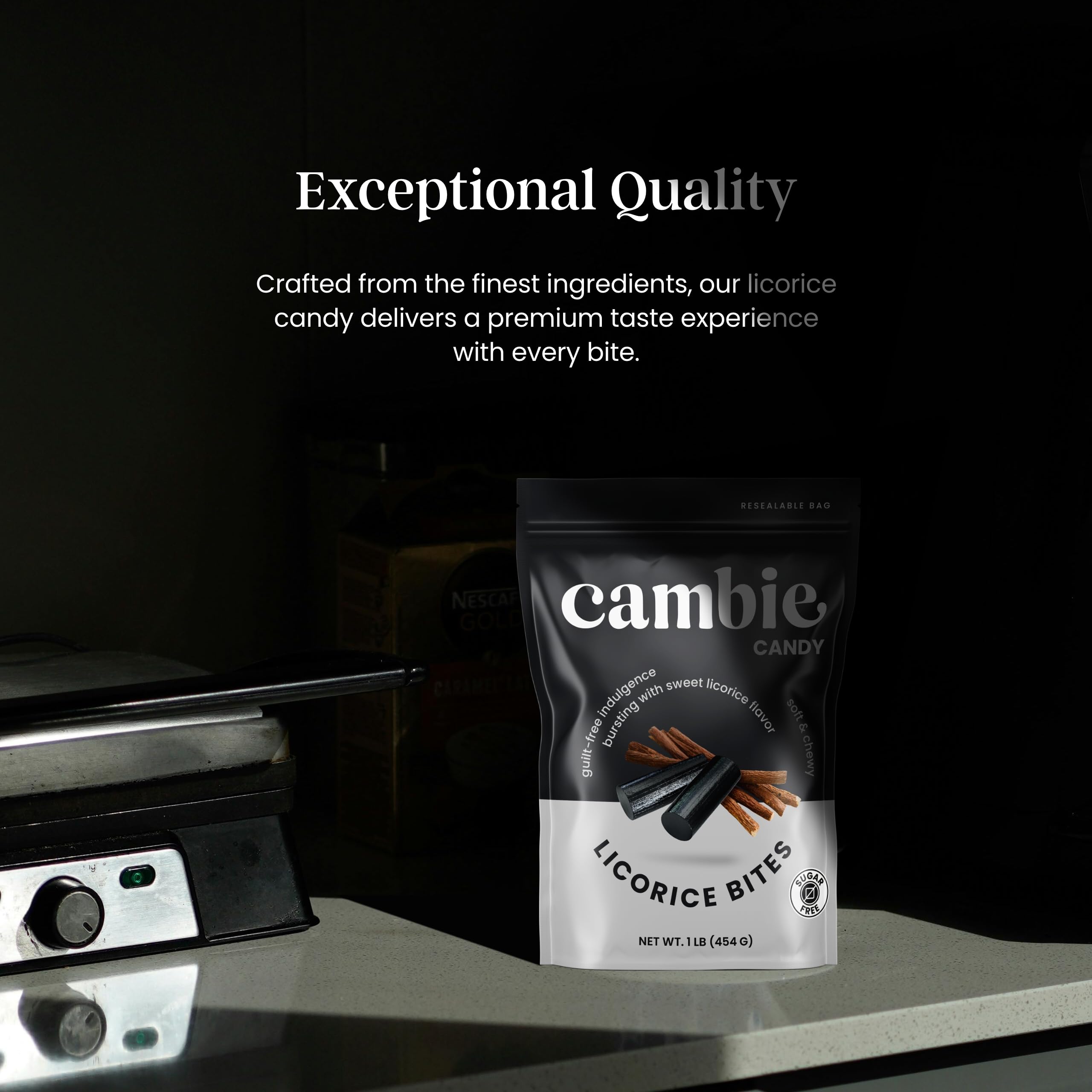Cambie gourmet black licorice bite perfect for gifting.