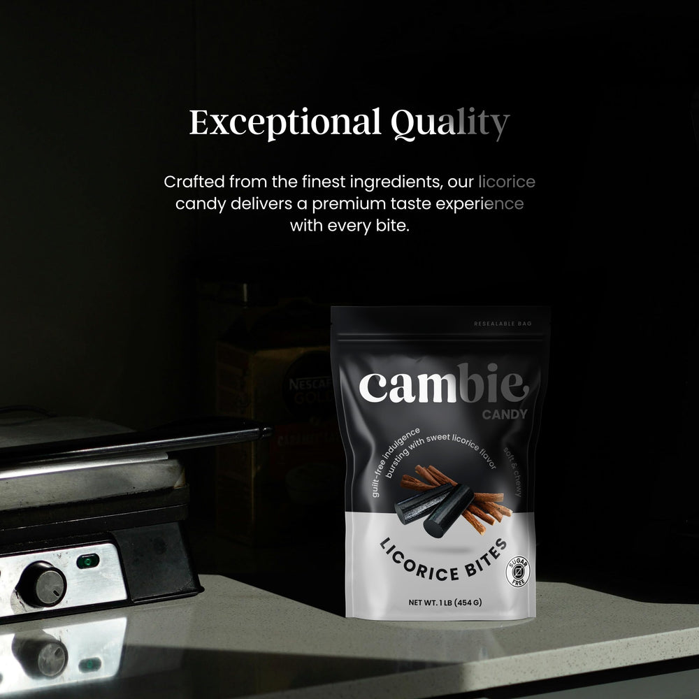 Cambie gourmet black licorice bite perfect for gifting.