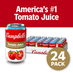 Campbell's 100% Tomato Juice being poured into a glass, versatile mixer idea.