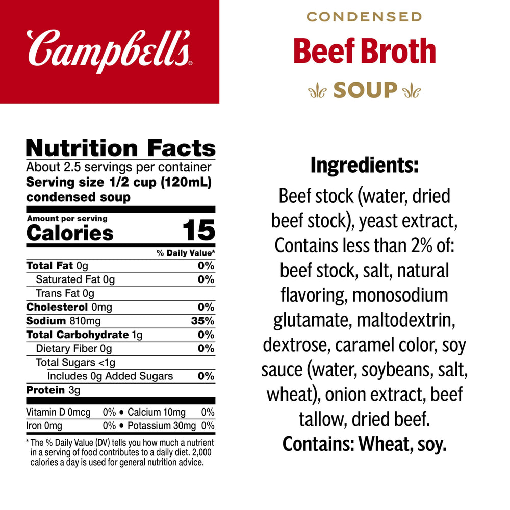 Campbell's Beef Broth back shows no artificial preservatives or flavors.