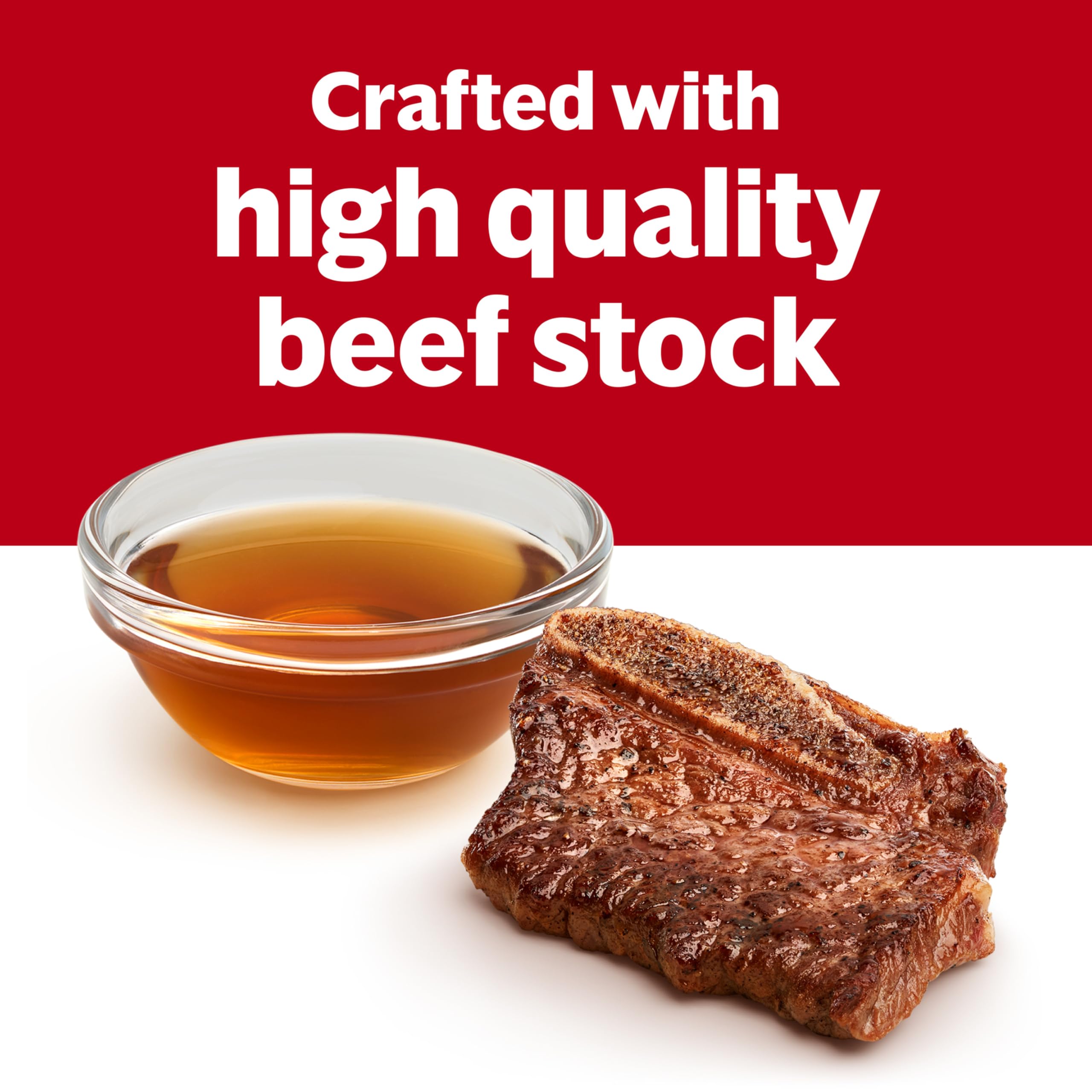 Campbell's Beef Broth opened can content ready to simmer.