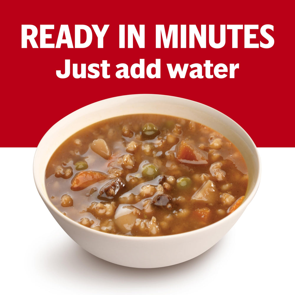 Campbell's Beef Soup topped with avocado for a fresh finish.