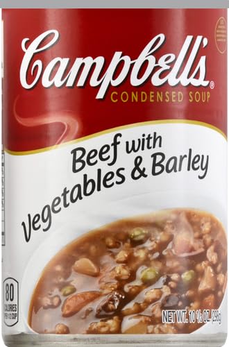 Serving Campbell's Beef Soup in a bowl with a comforting presentation.