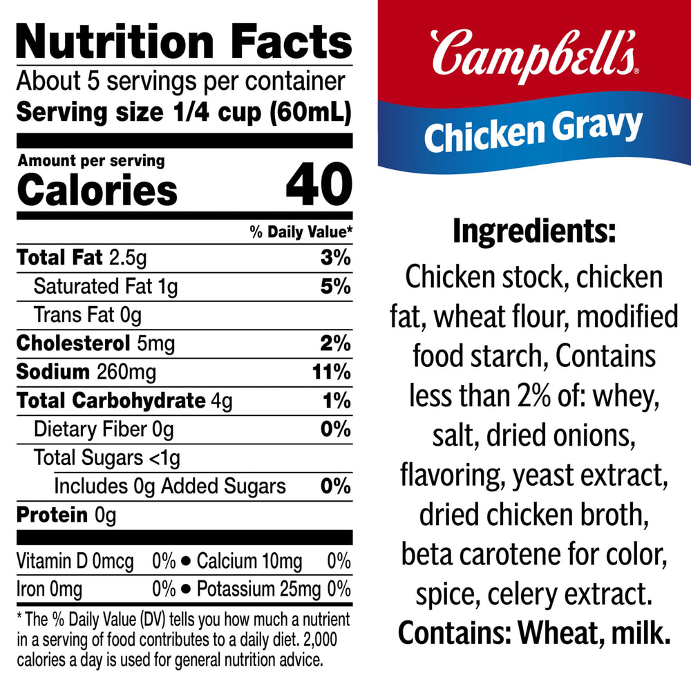 Campbell's Chicken Gravy being poured over mashed potatoes for a rich finish.