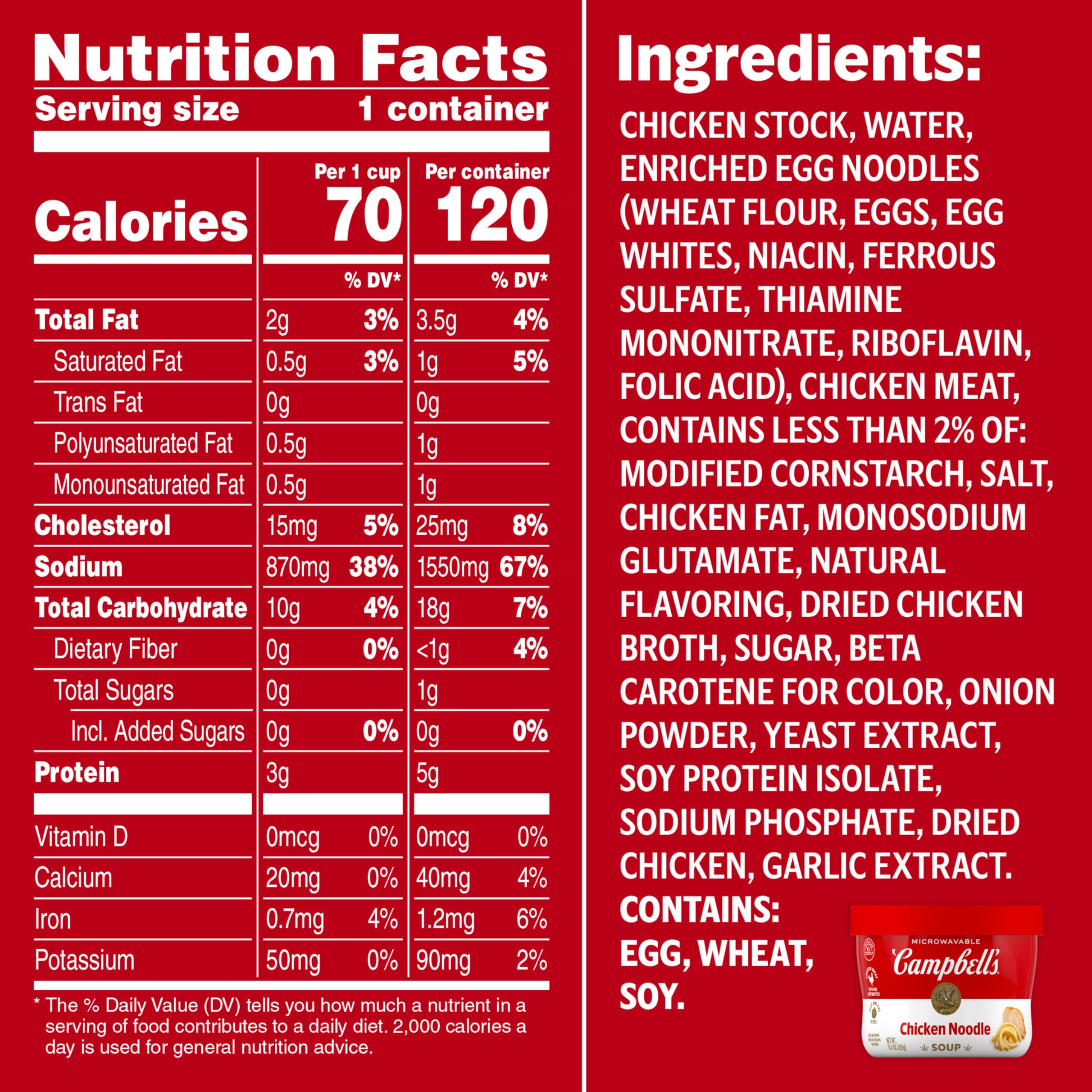 Camp Campbell's Chicken Noodle Soup egg noodles visible for a comforting, nourishing meal.