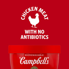 Campbell's Chicken Noodle Soup tender chicken chunks featured for satisfying bites.