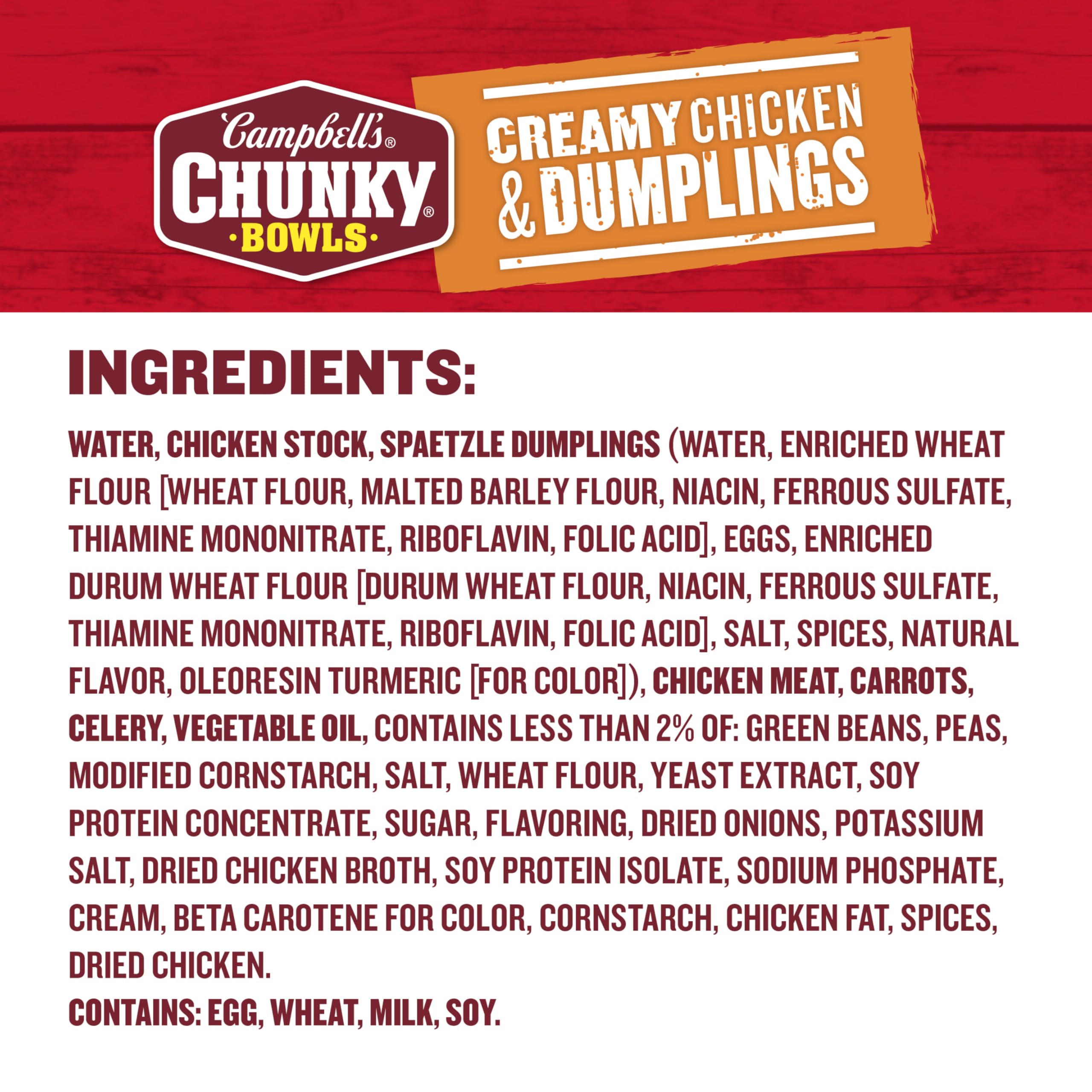 Campbell's Chunky Creamy Chicken and Dumplings protein-rich bowl fuels workouts.