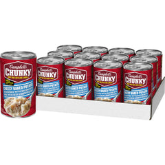 Campbell's Chunky Baked Potato with Cheddar and Bacon Bits can with hearty chunks.