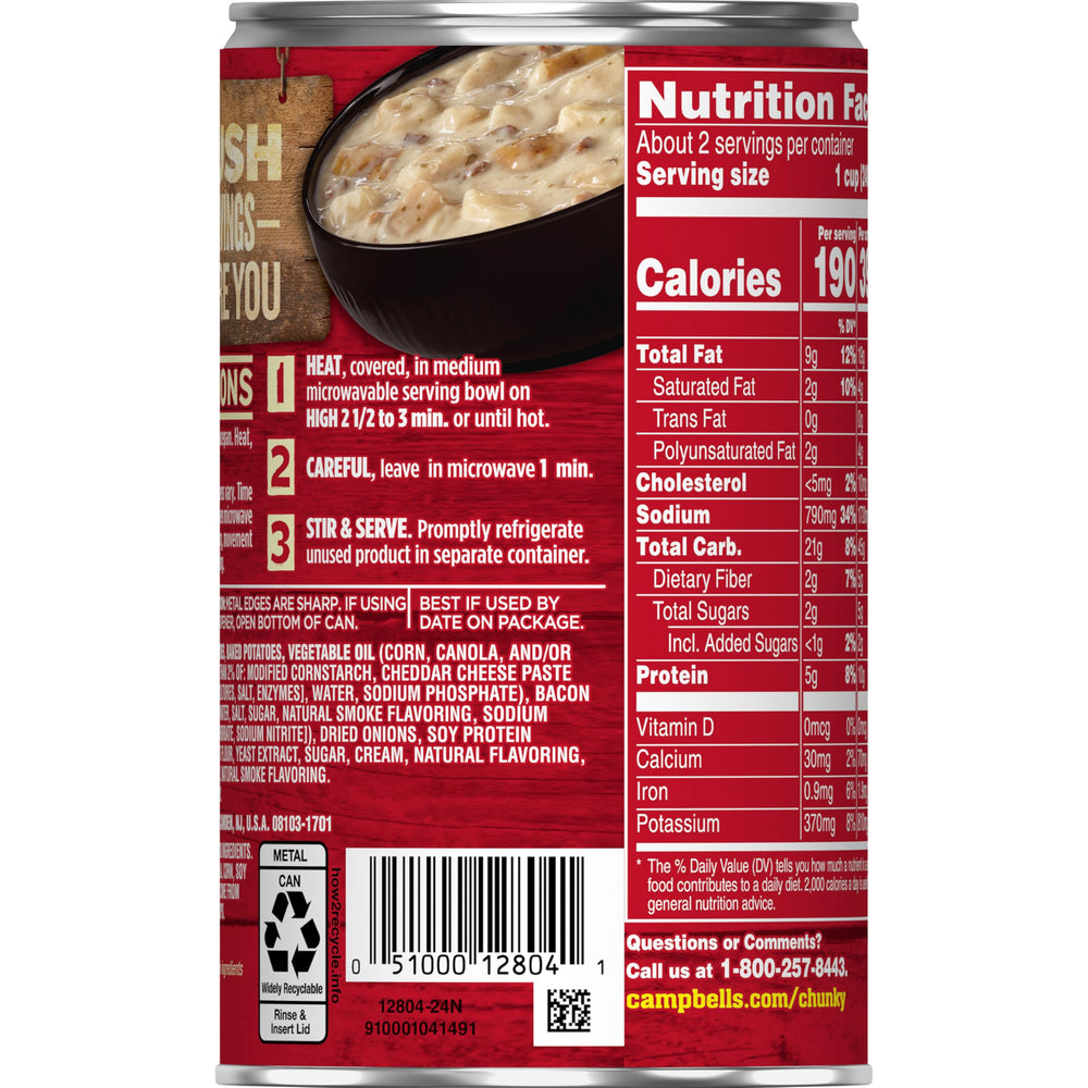 Outdoor campfire-ready Campbell's Chunky Baked Potato soup for quick meals.