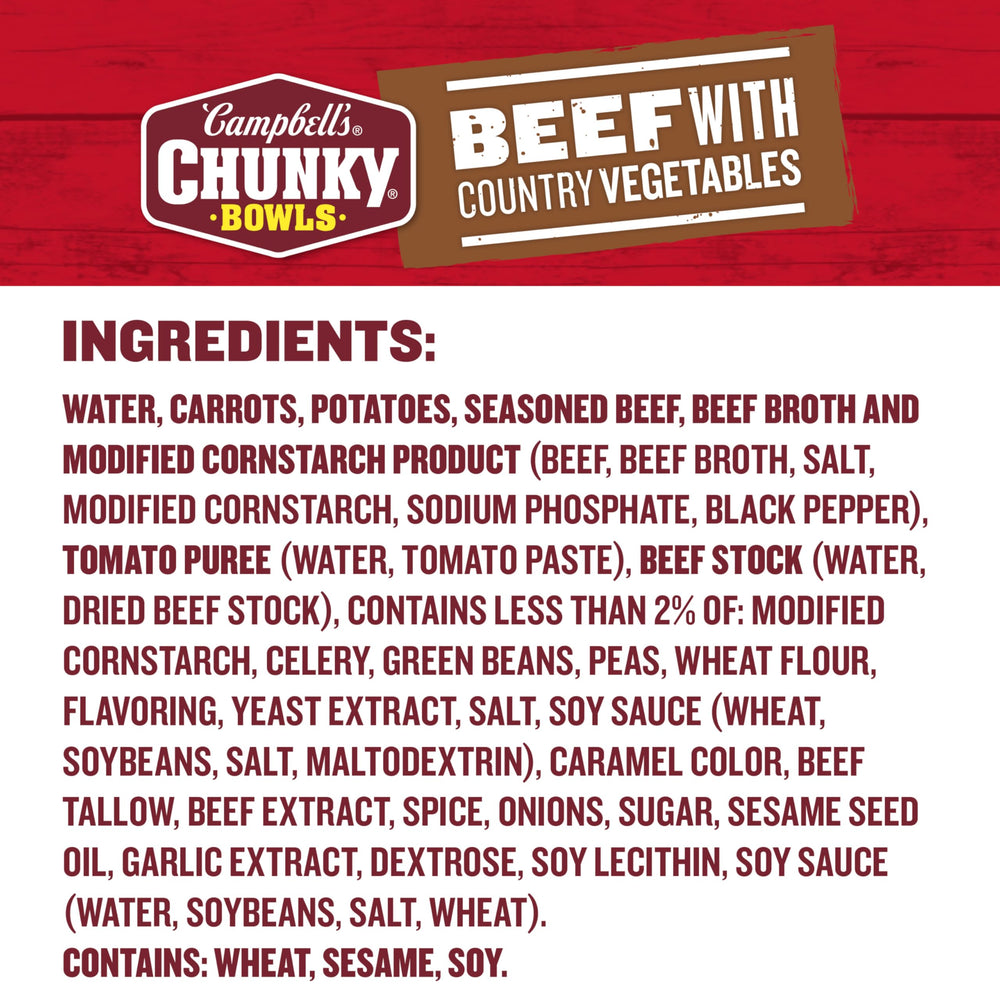 Campbell's Chunky beef soup beef chunks close-up showing large, tender pieces for a satisfying bite.