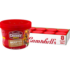 Campbell's Chunky beef soup with country vegetables bowl delivers hearty flavor in a quick lunch.