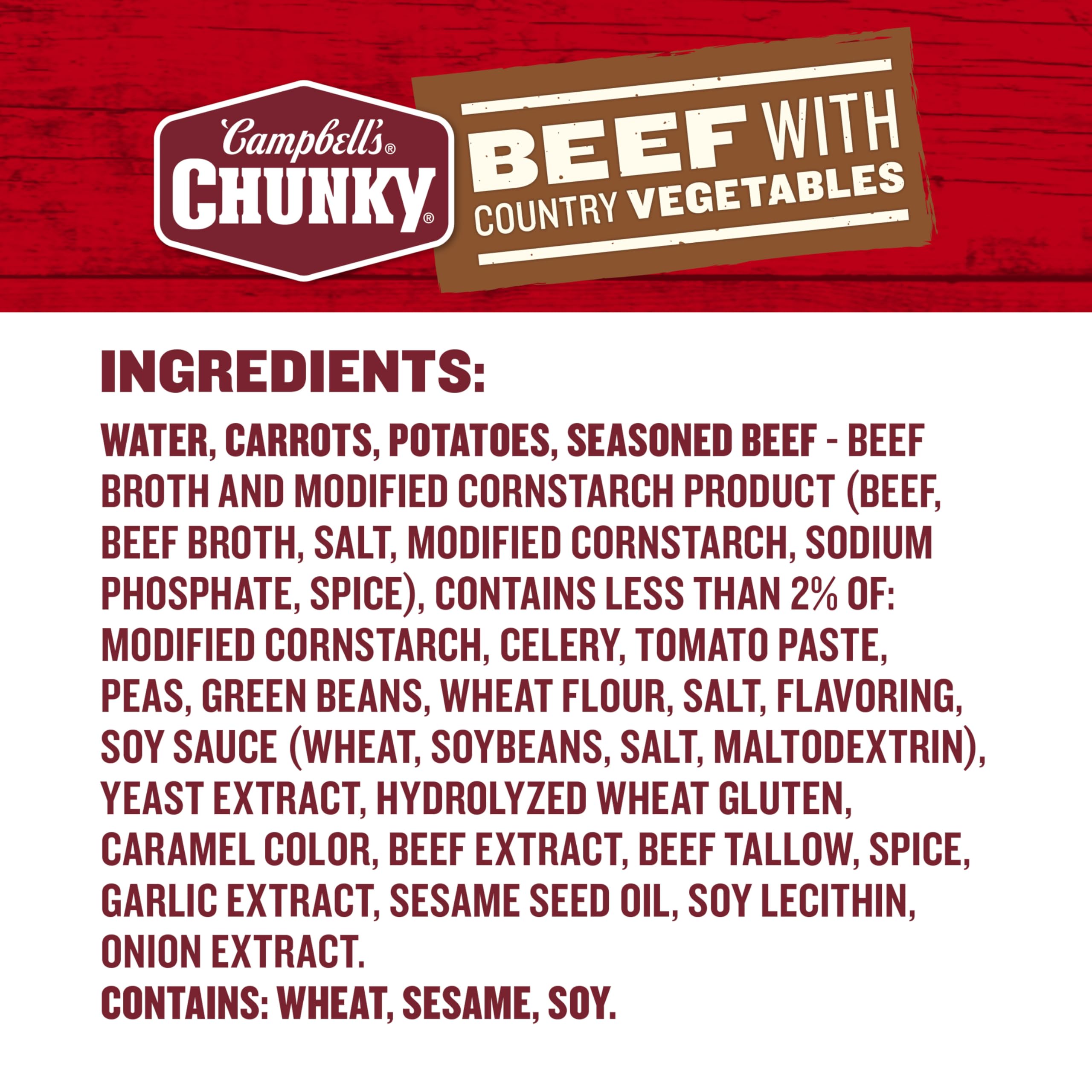 Pantry staple Campbell's Chunky Beef Soup for quick, satisfying lunches.