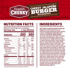 Campbell's Chunky Cheesy Jalapeño Burger with Bacon Bits soup can on display