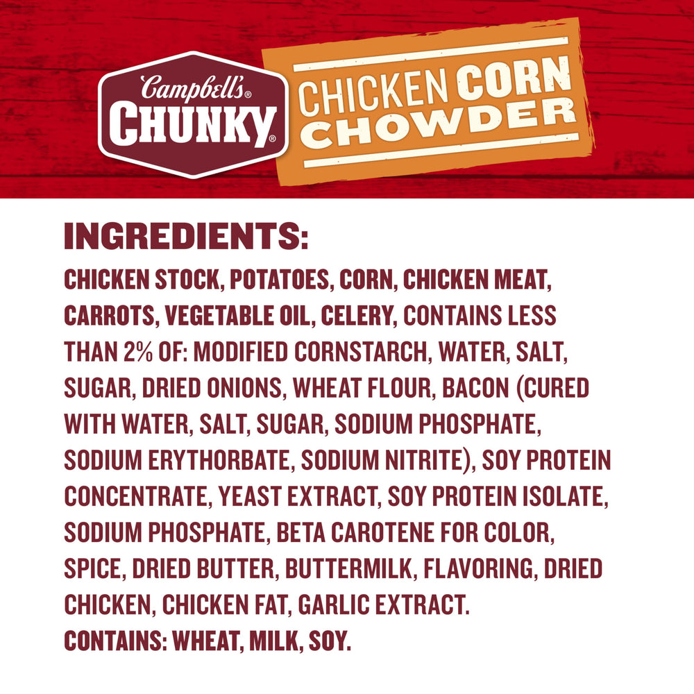 Campbell's Chunky Chicken Corn Chowder served in a hot bowl for quick meals.