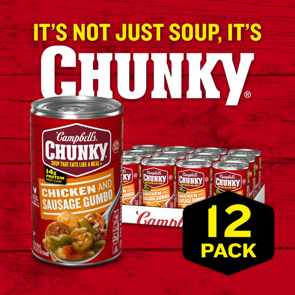 Campbell's Chunky Gumbo Andouille sausage in rich sauce enhances flavor.