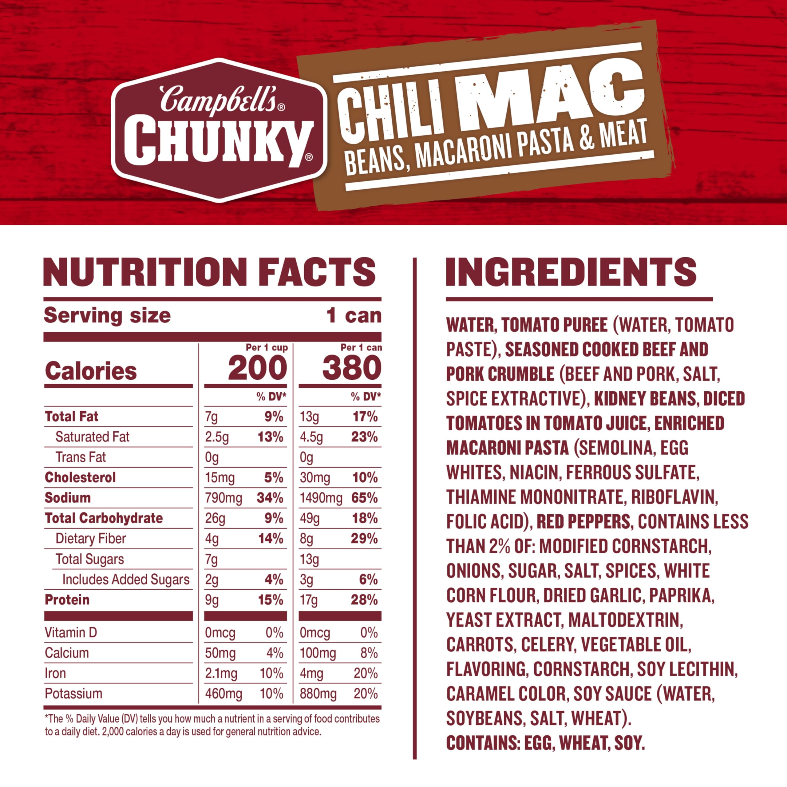 Campbell's Chunky Chili Mac beef and pork crumble for a protein-packed bite.