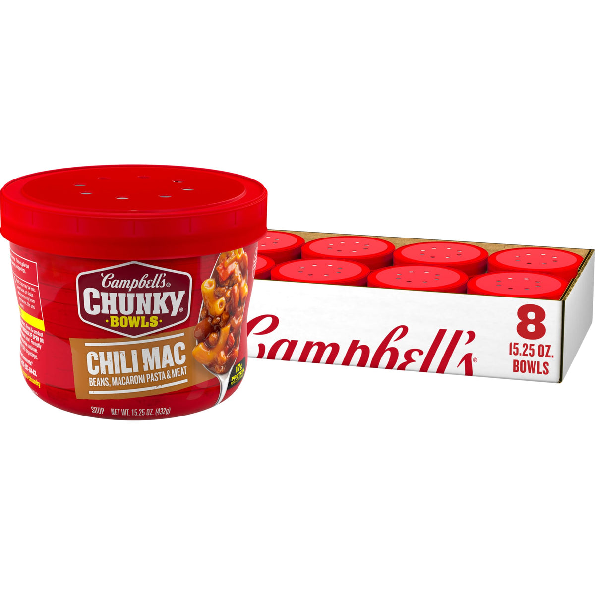 Campbell's Chunky Chili Mac Soup bowl ready for a quick, hearty meal