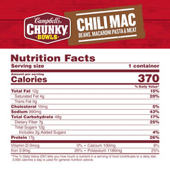 Close-up of Campbell's Chunky Chili Mac Soup ingredients assortment