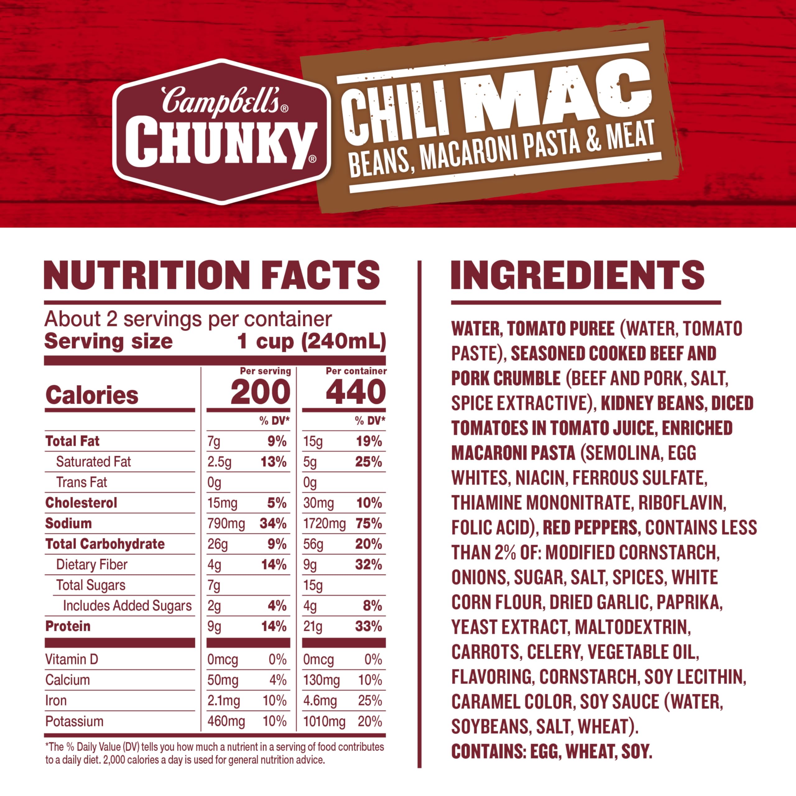 Serving bowl of Campbell's Chunky Chili Mac Soup, ready for a cozy meal.
