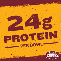 Campbell's Chunky Chili With Beans 24g-protein-per-serving emphasizes satisfying protein.
