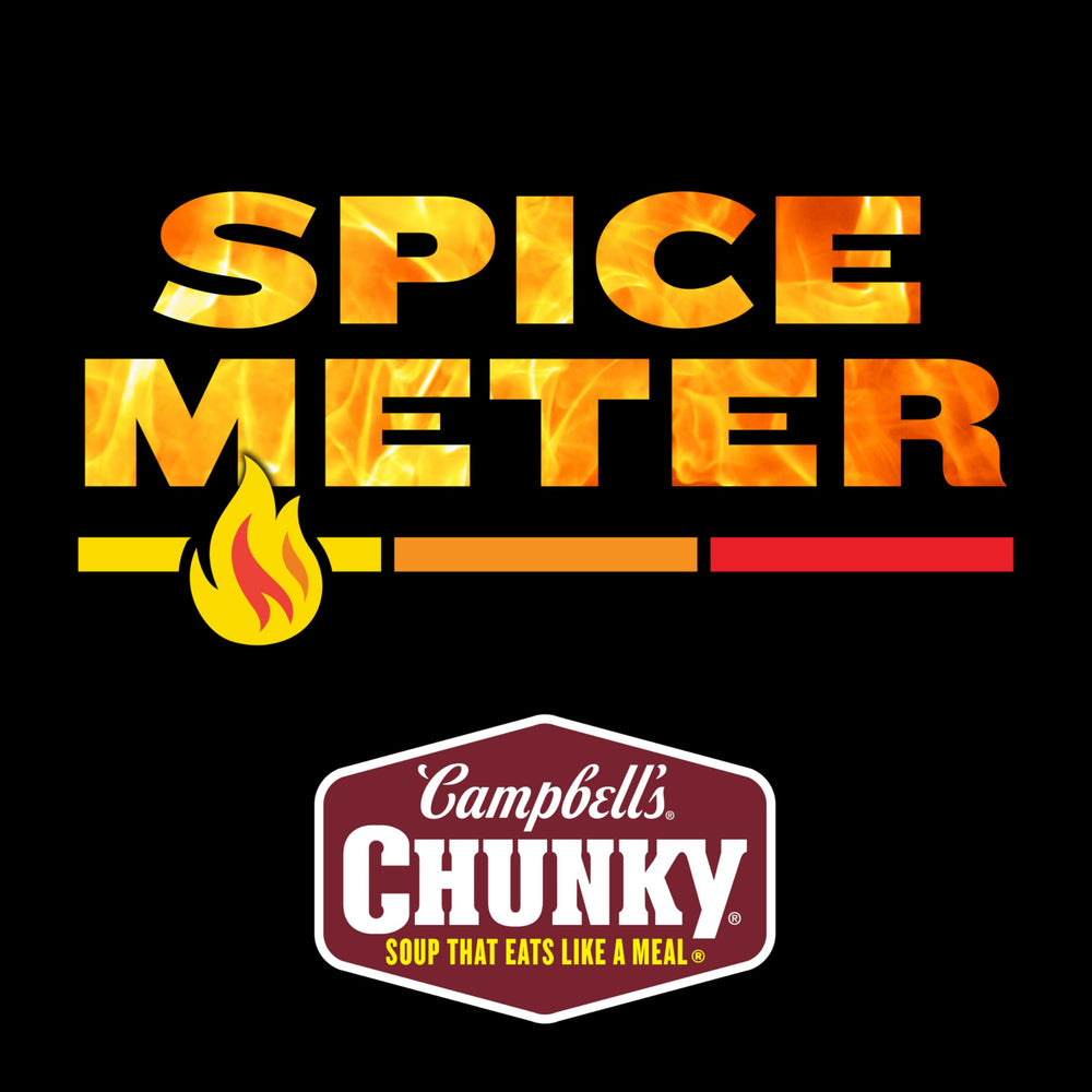 Campbell's Chipotle Chicken Corn Chowder chipotle-swirls swirl detail hints at smoky spice.