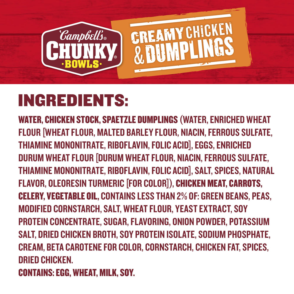 Spaetzle dumplings and vegetables in Campbell's Chunky Creamy Chicken and Dumplings.
