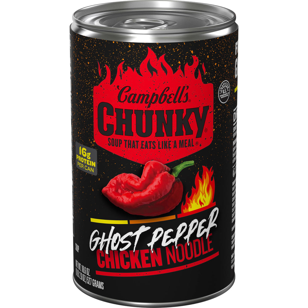 Campbell's Chunky Ghost Pepper Chicken Noodle Soup can ready to heat
