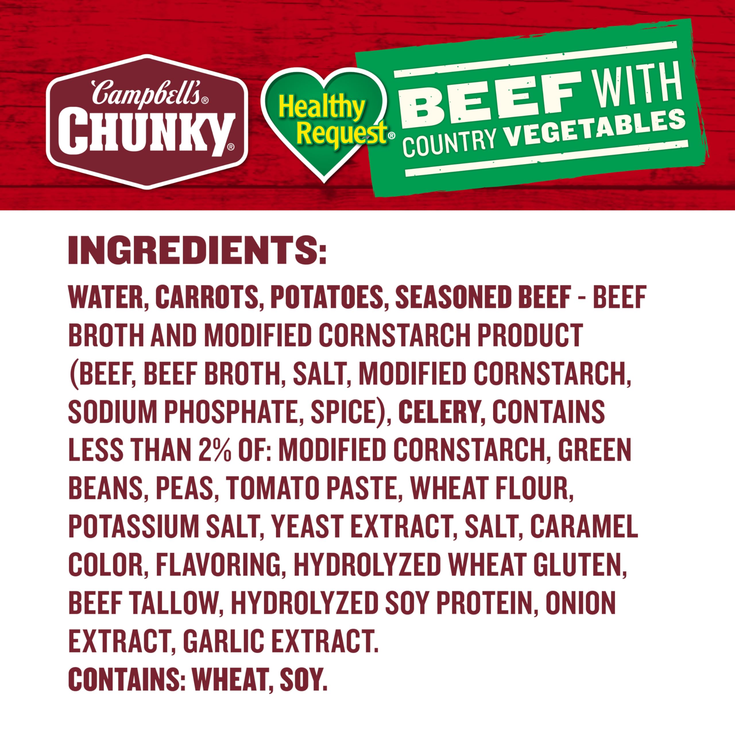 Campbell's Chunky Beef Soup on the stove, ready to heat and serve.