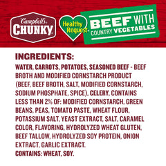 Campbell's Chunky Beef Soup on the stove, ready to heat and serve.