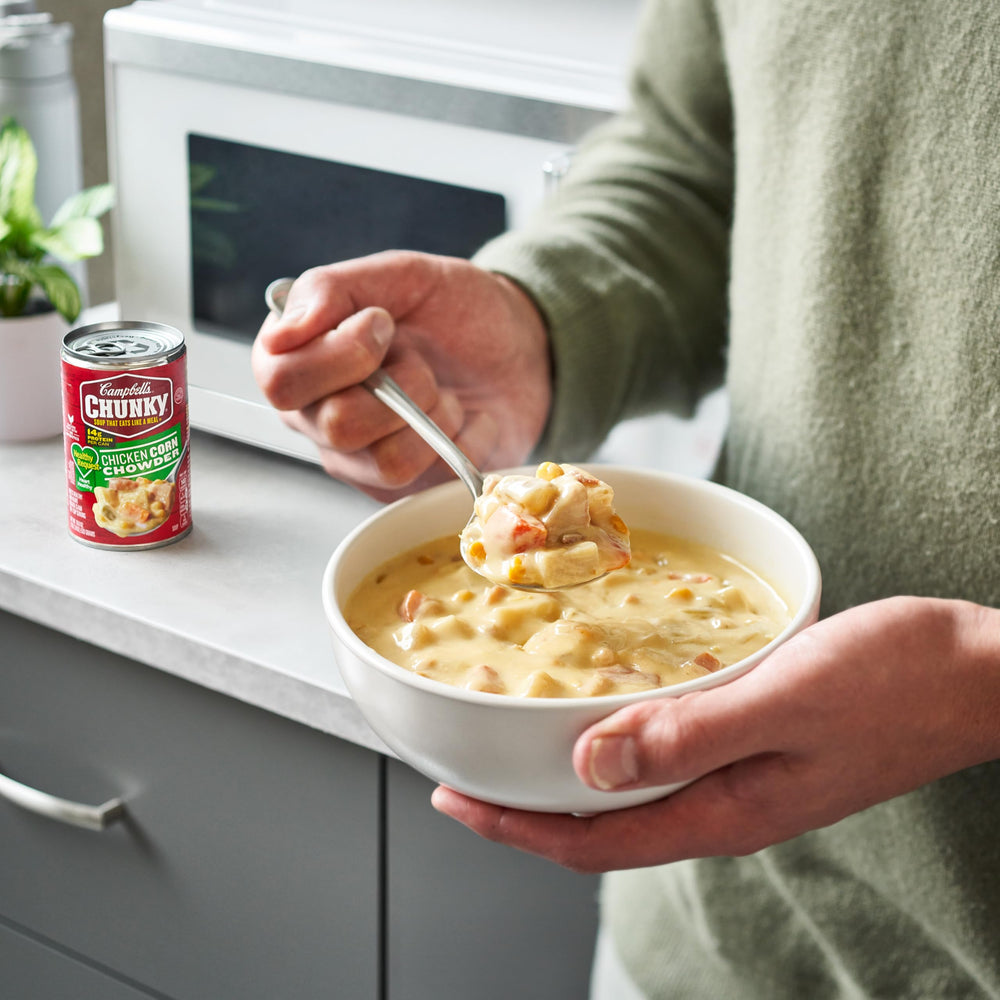 Campbell s Chunky Healthy Request Chicken Corn Chowder bowl ready to eat
